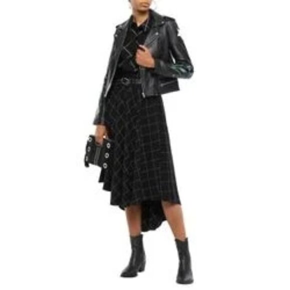 NWT Maje black leather patch embroidered “Dream Tomorrow” moto biker jacket, S - Picture 4 of 15